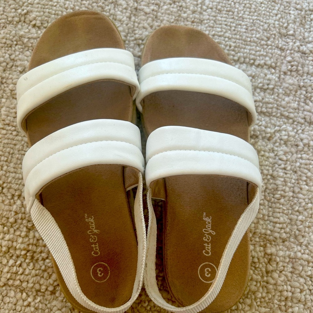 Cat & Jack white sandals size 3 - free shipping